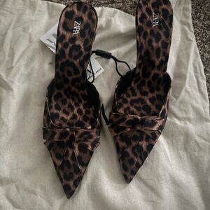 Zara Leopard Print Mules